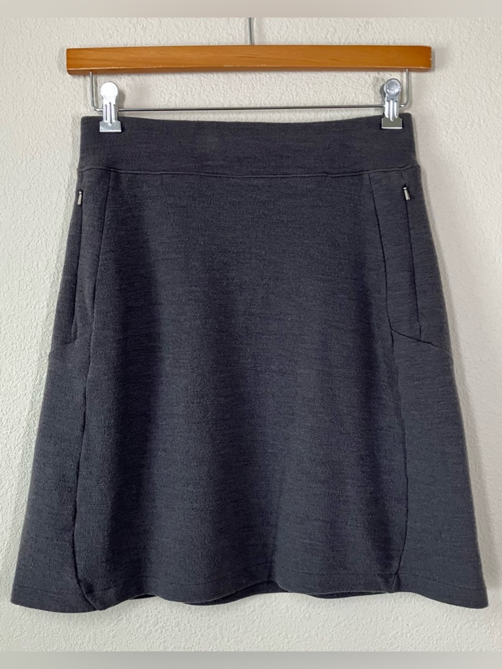 IBEX The Art of Wool Merino A-line Skirt S USA Made Outdoor Gorpcore Hiking Gray